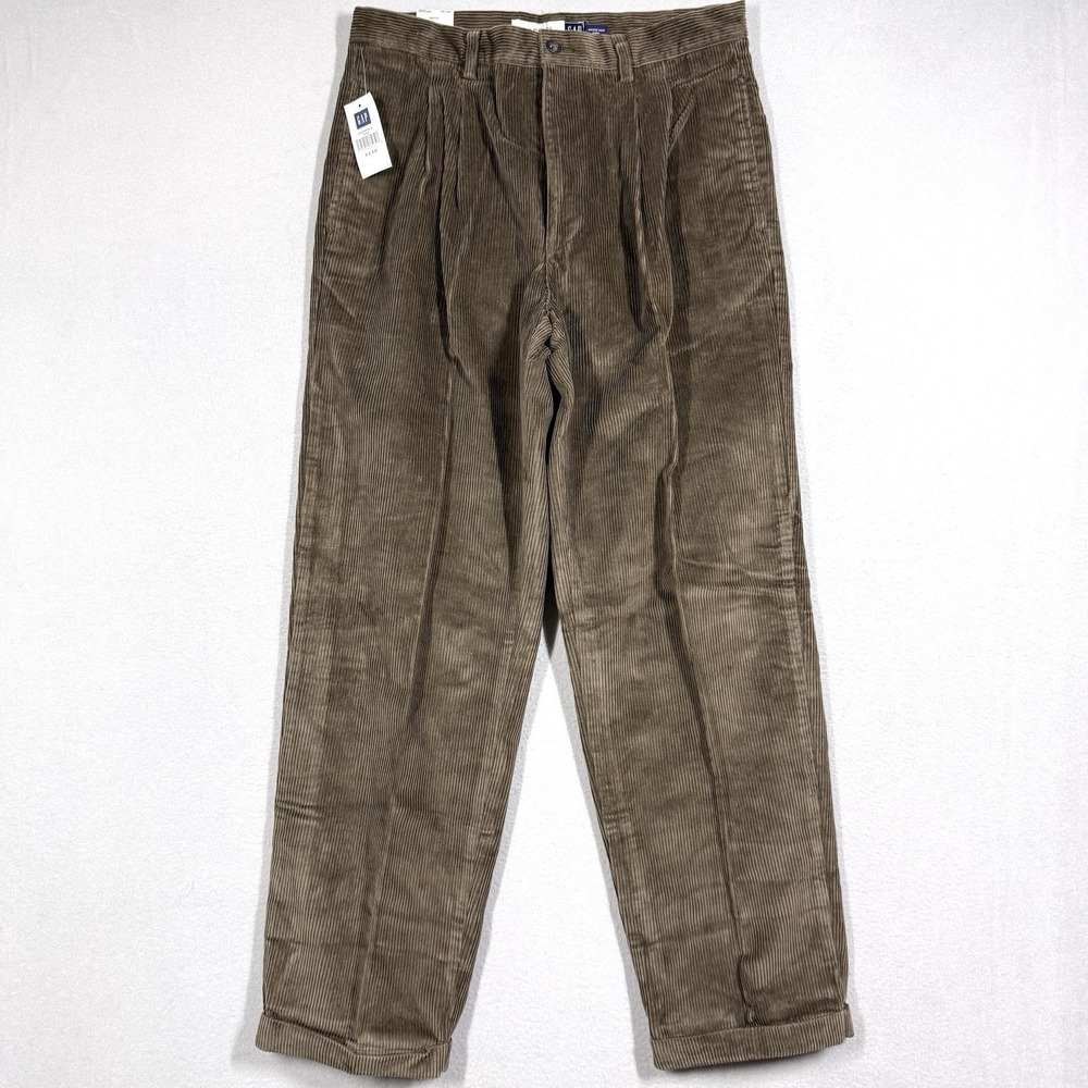 Vintage Gap Corduroy Pants Mens 32x30 Pleated Easy Fit Cuffed Deadstock Y2K‎ NWT
